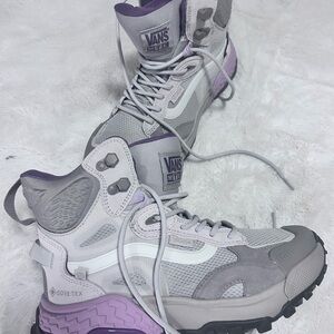 Vans Women's Gray and Purple High-Top Sneakers